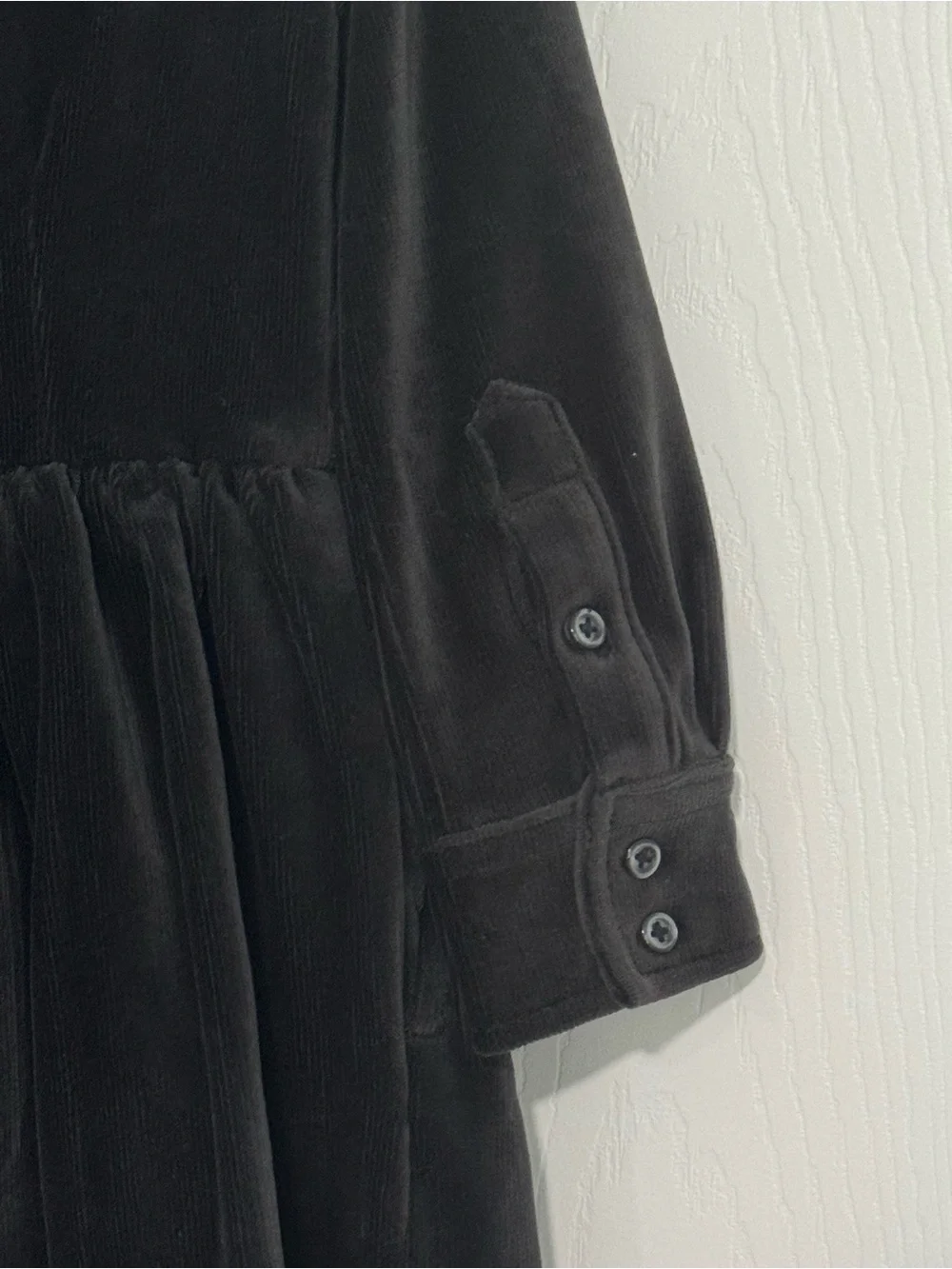 Polo by Ralph Lauren Black Velvet Button-Front Dress